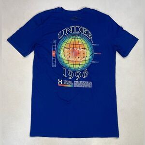 Under Armour 1996 Retro Graphic T-shirt Men Small Blue Short Sleeve